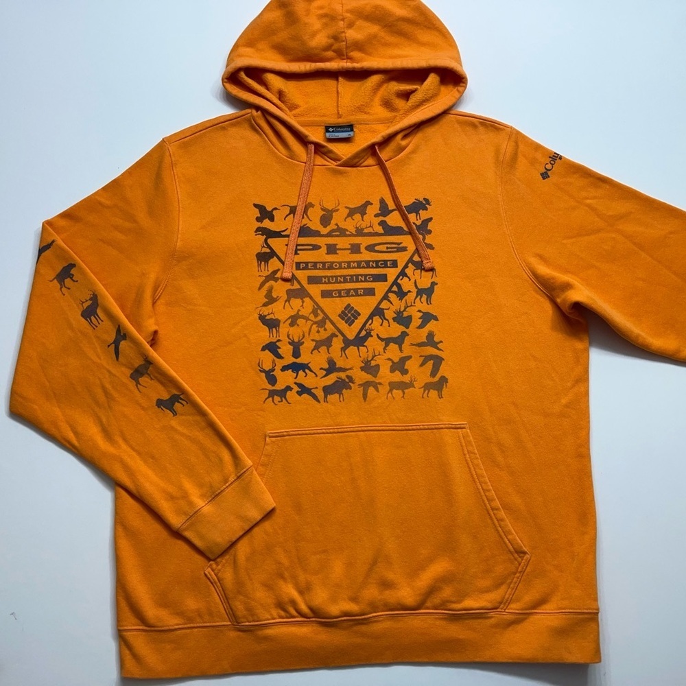 Columbia PHG Hoodie Mens Size XL Performance Hunting Gear Orange Deer Moose Duck